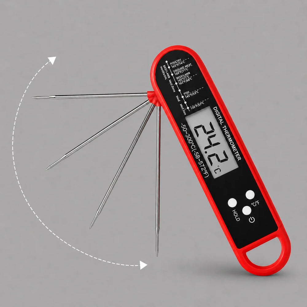Digital Grilltermometer med Vikbar Mätsond